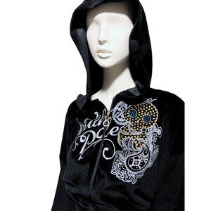 Y2K South Pole Skull Hoodie XXL Cropped Velvet Rhinestones Whimsygoth Goth NWT